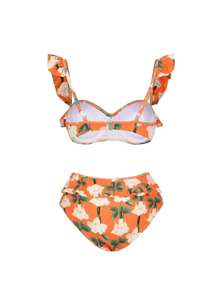 Ruffle Floral Bikini Set
