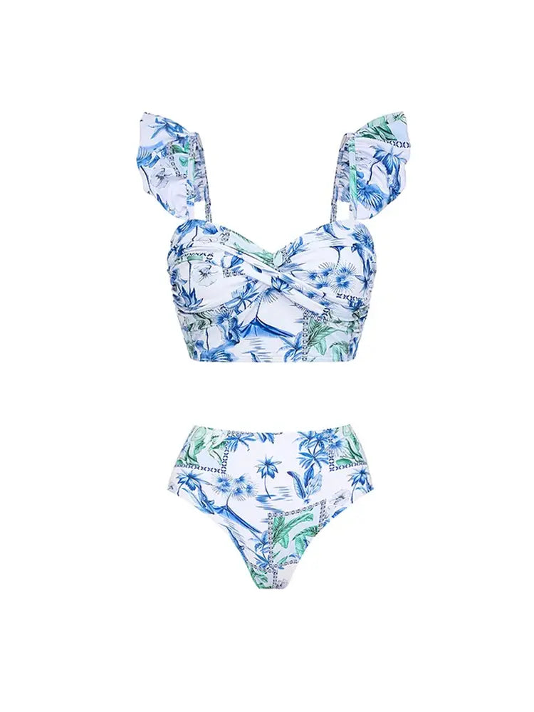 Tropical Print Two-Piece Bikini Set