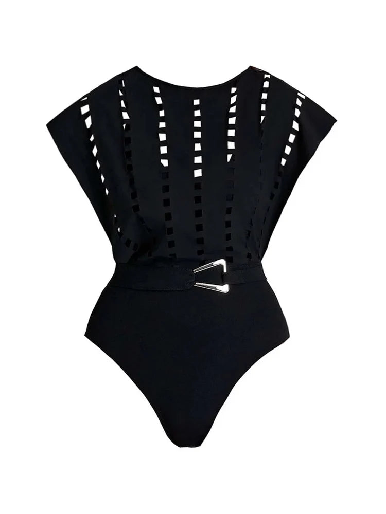 Sexy Cutout Swimsuit with Mini Skirt Set