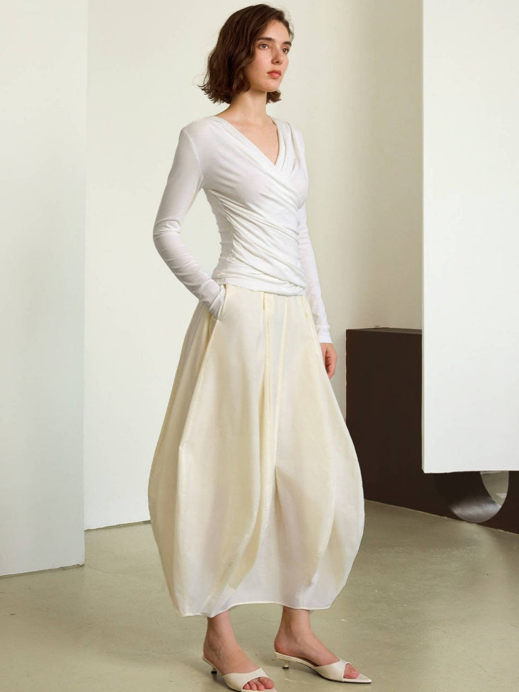 Designer Cloud Pleated Bloom Skirt