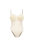 Floral Appliqué Solid One-Piece Swimsuit