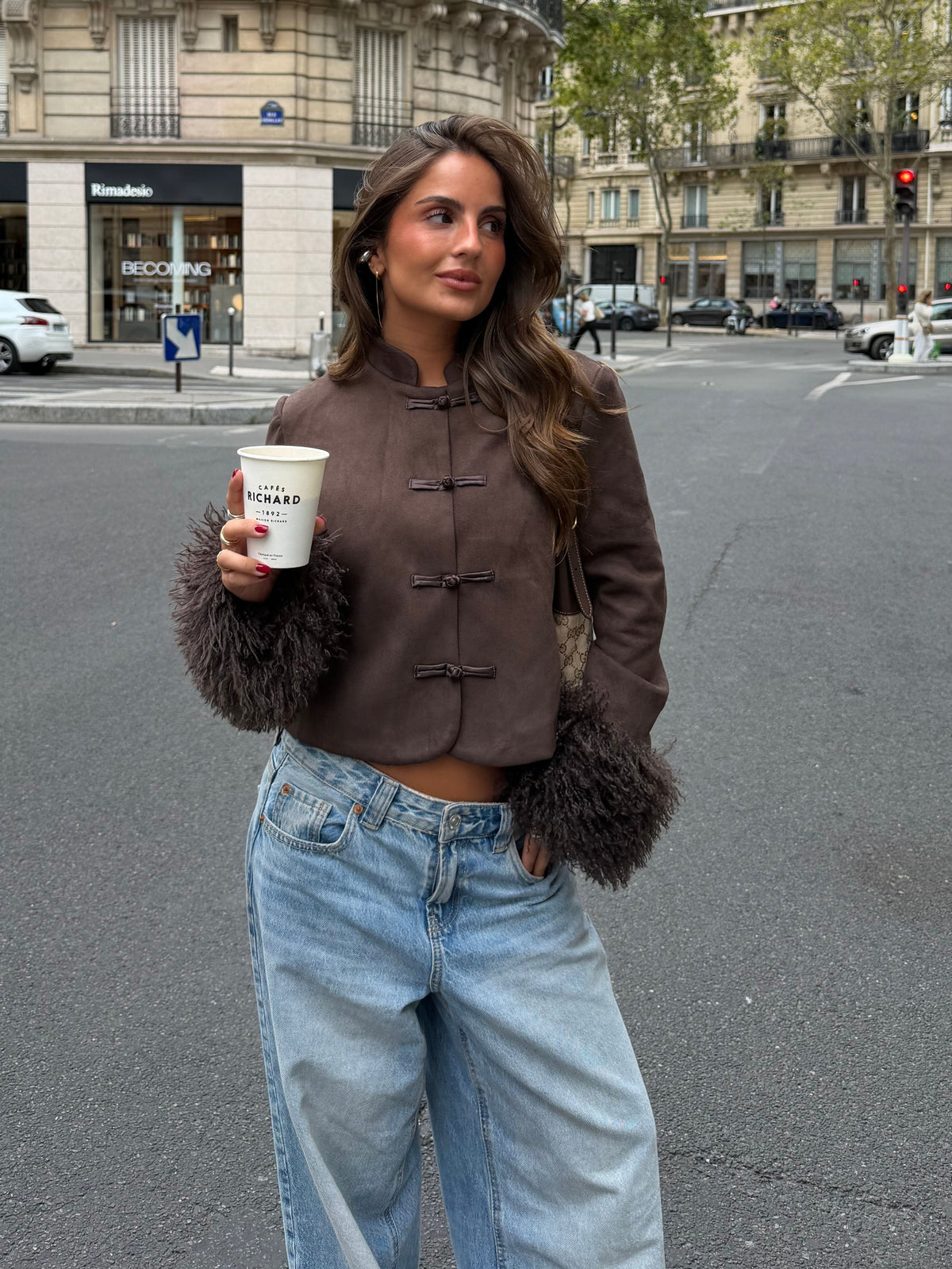 Amour Fur Cuff Mandarin Jacket