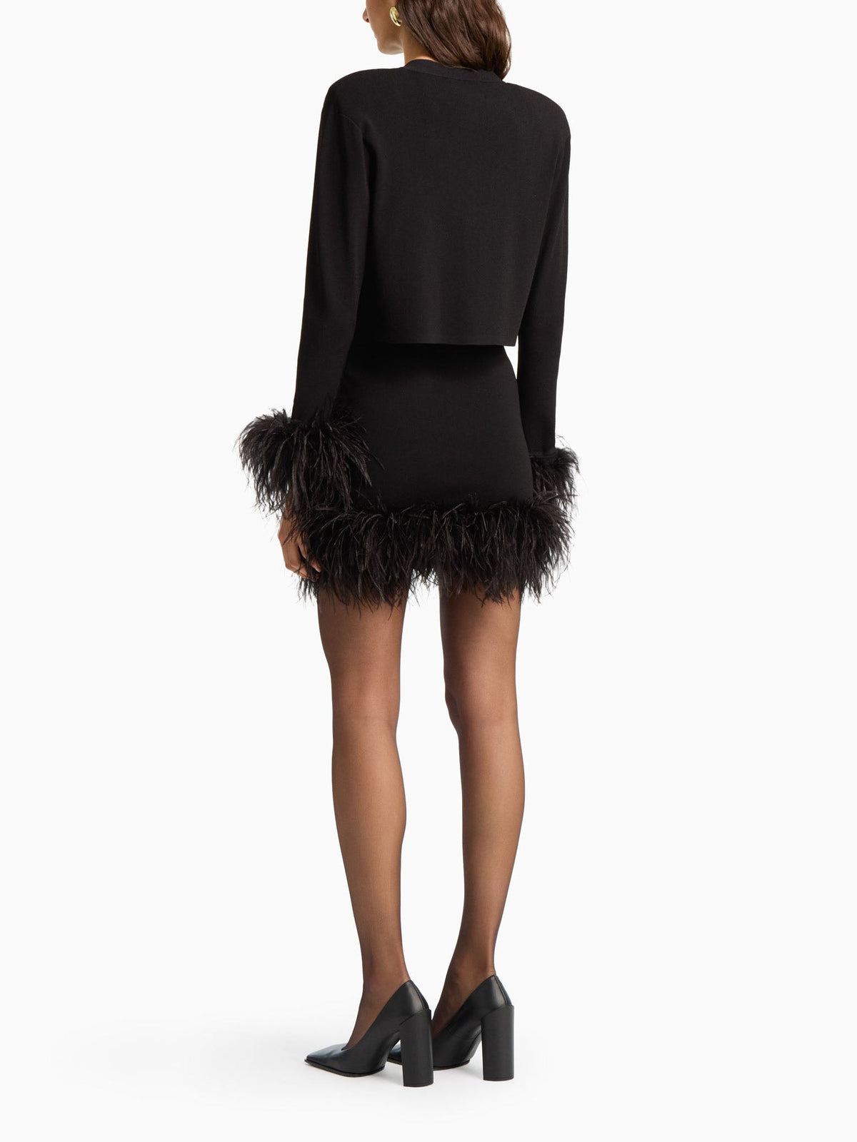 Feather Bolero & Mini Skirt Set