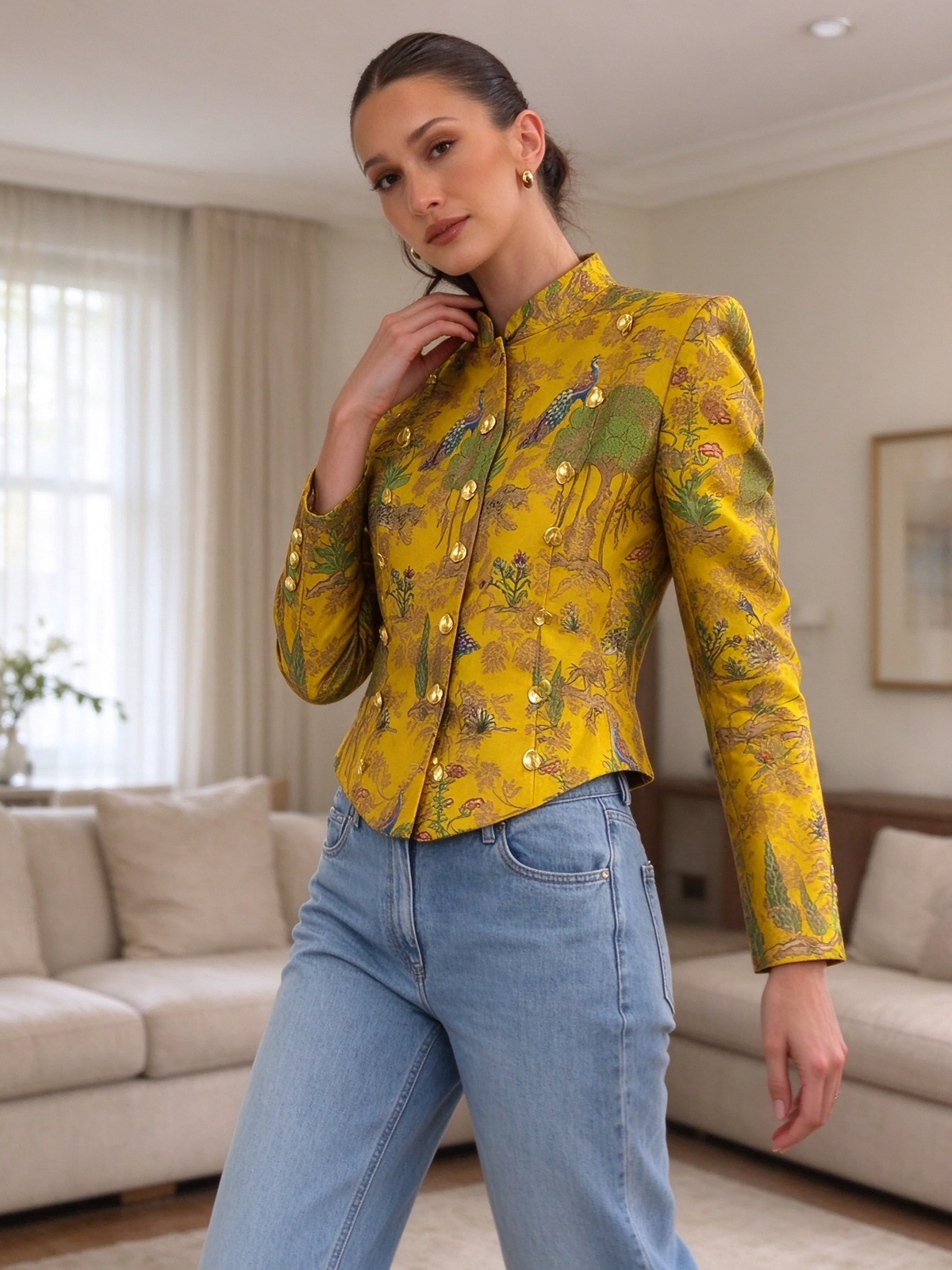 Mustard Jungle Jacquard Jacket