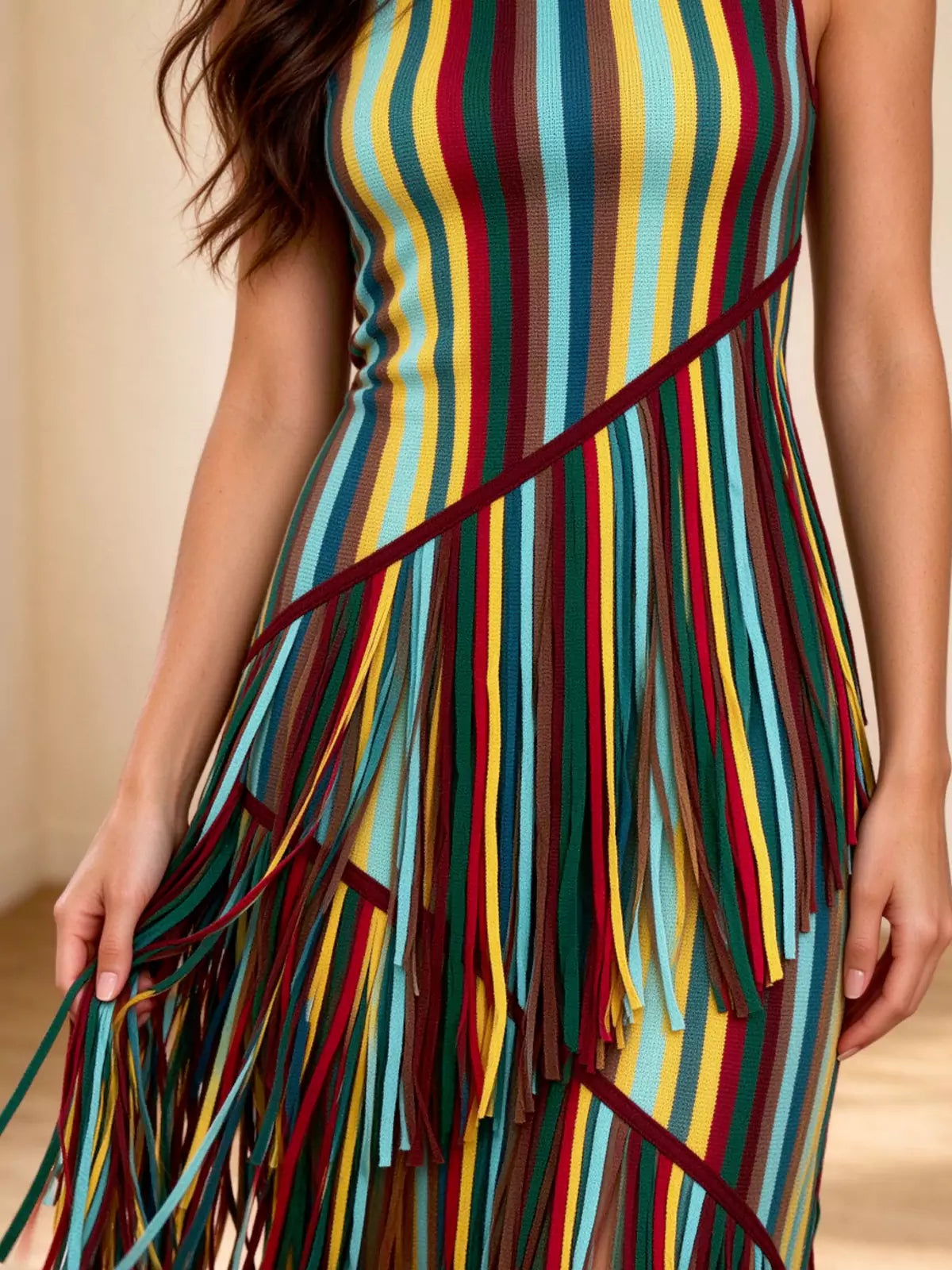 Carnivale Fringe Knit Midi Dress