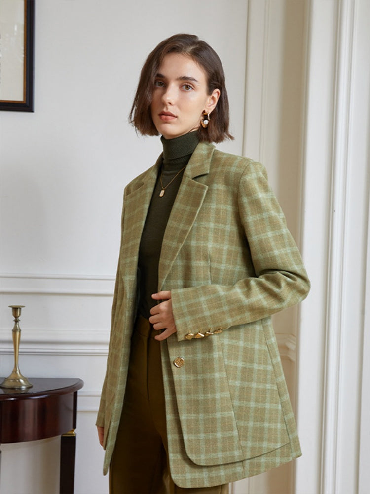 Vintage Green Checkered Blazer