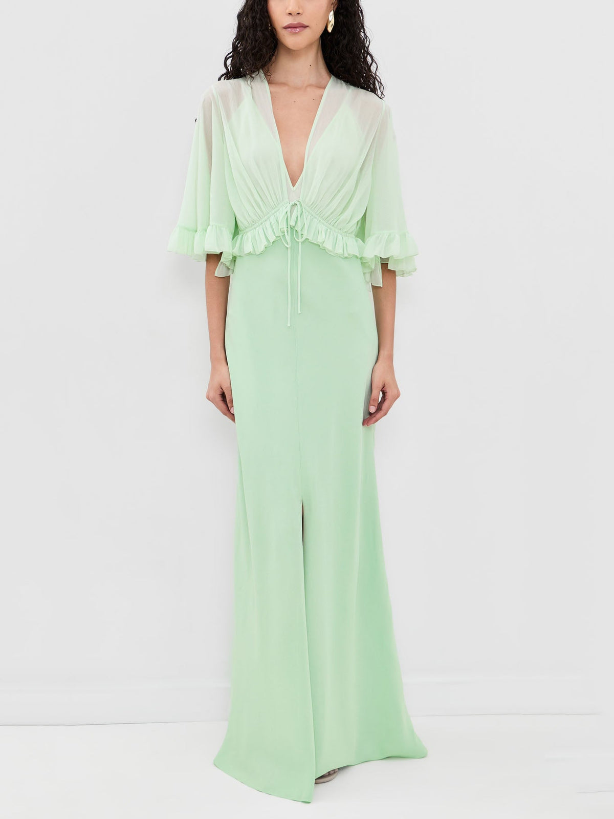 Alloro Ruffle Trim V-Neck Dress Set