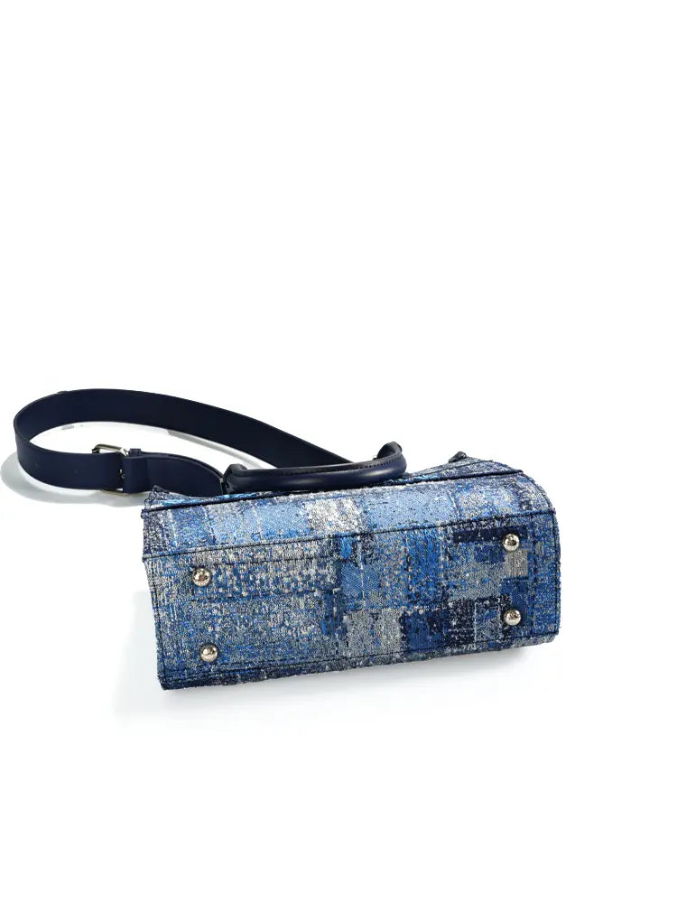 Deep Blue Structured Heavy-Stitch Tote Bag