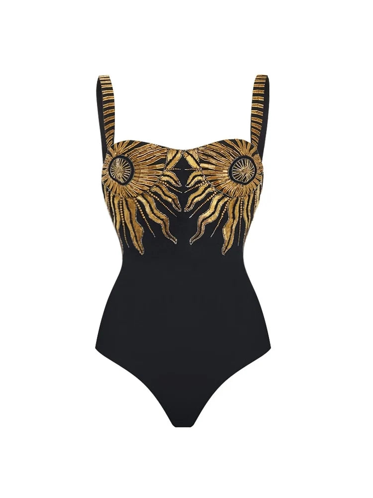 Sequin Sunflower One-Piece Swimsuit