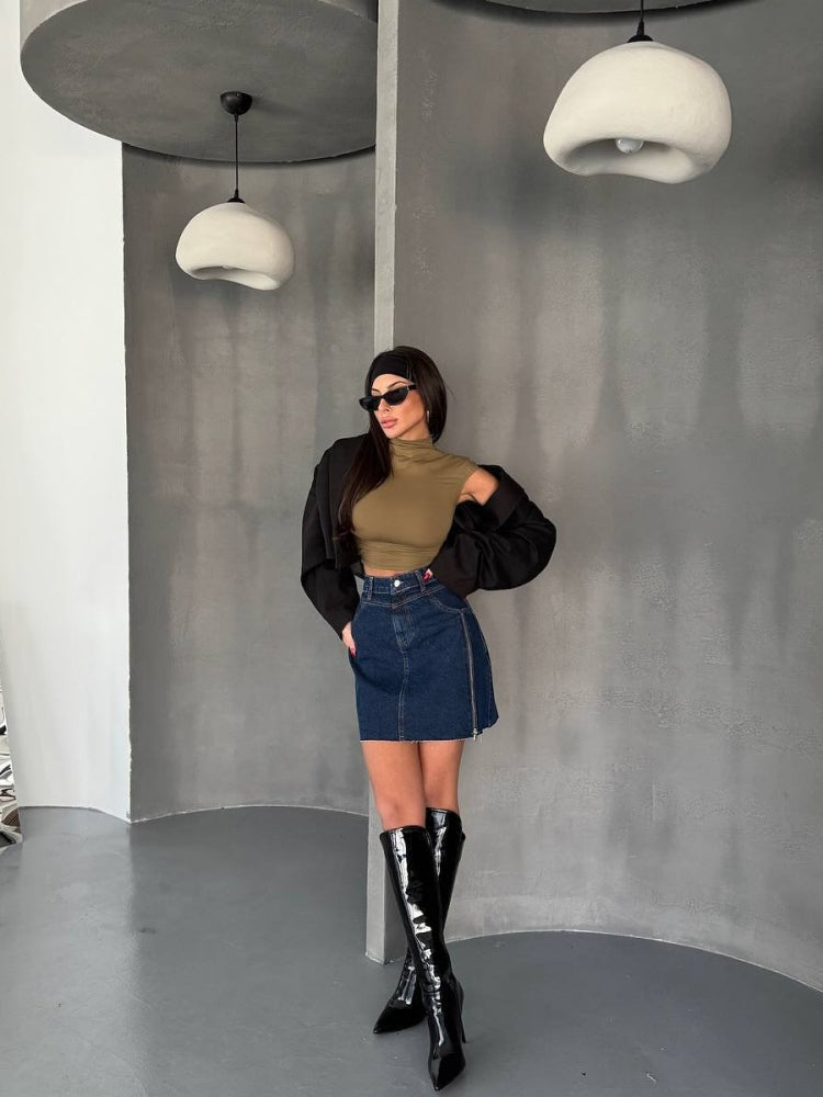 Asymmetrical Denim Skirt
