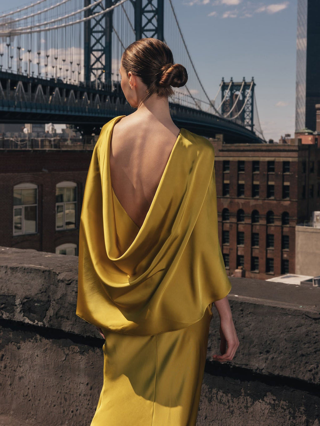Olive Satin Cape Sleeve Cowl Back Maxi Dress