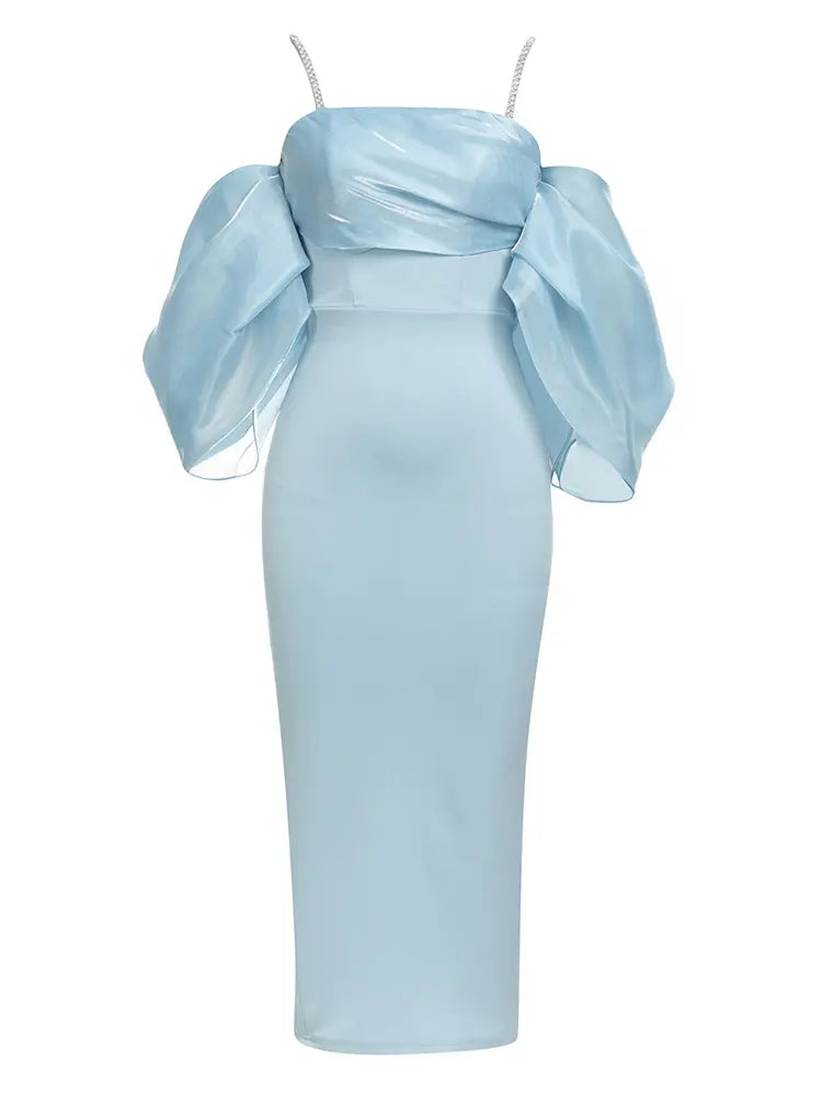 Petal Sleeve Back Slit Dress