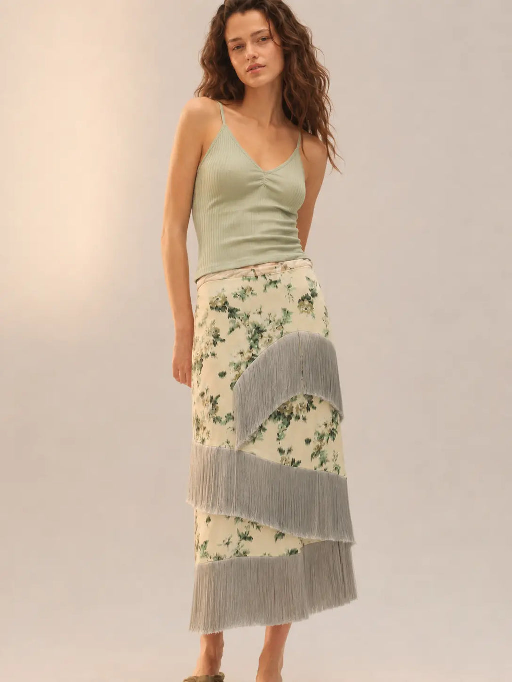 Garden Fringe Midi Skirt
