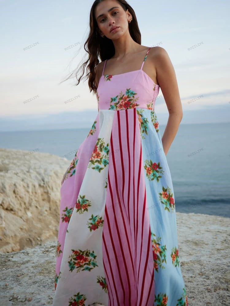 Graffiti Print Sleeveless A-Line Maxi Dress