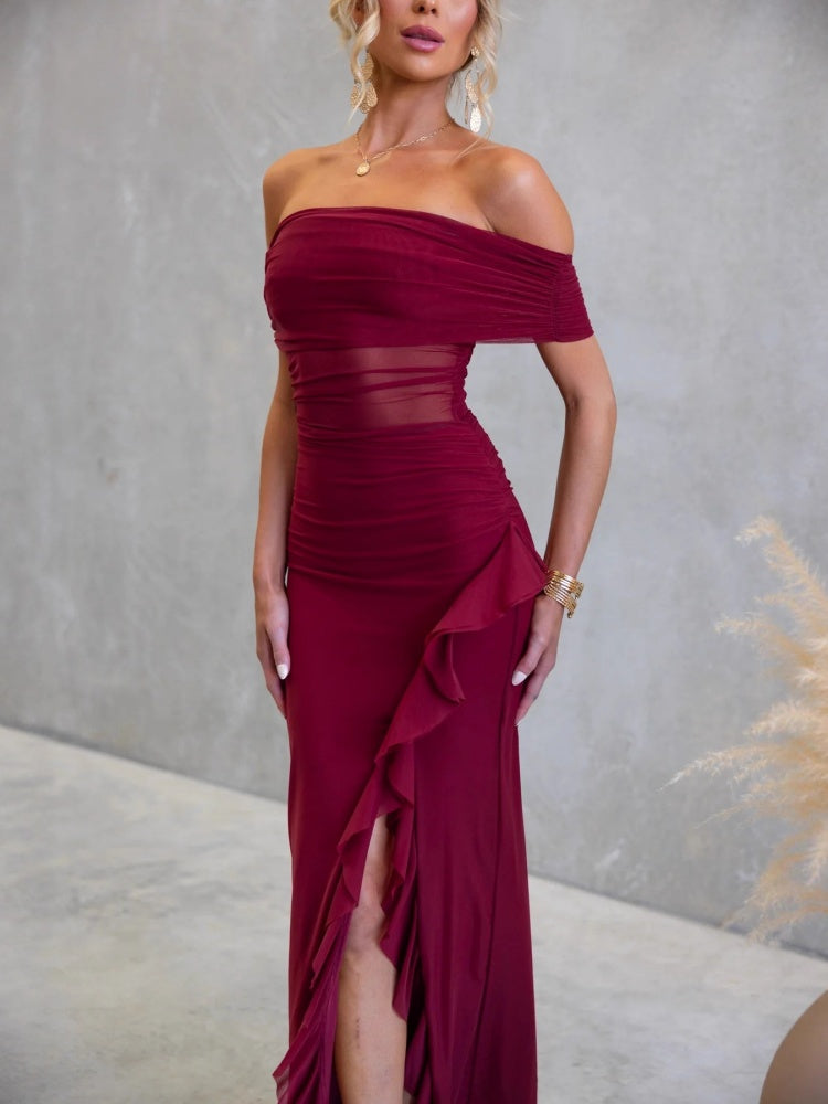 Slit  Sheer Bodycon Maxi Dress