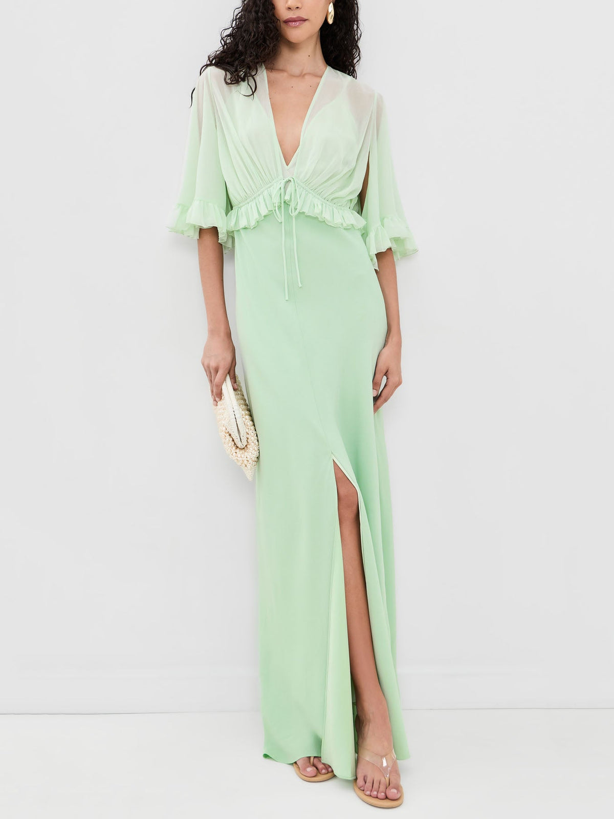 Alloro Ruffle Trim V-Neck Dress Set