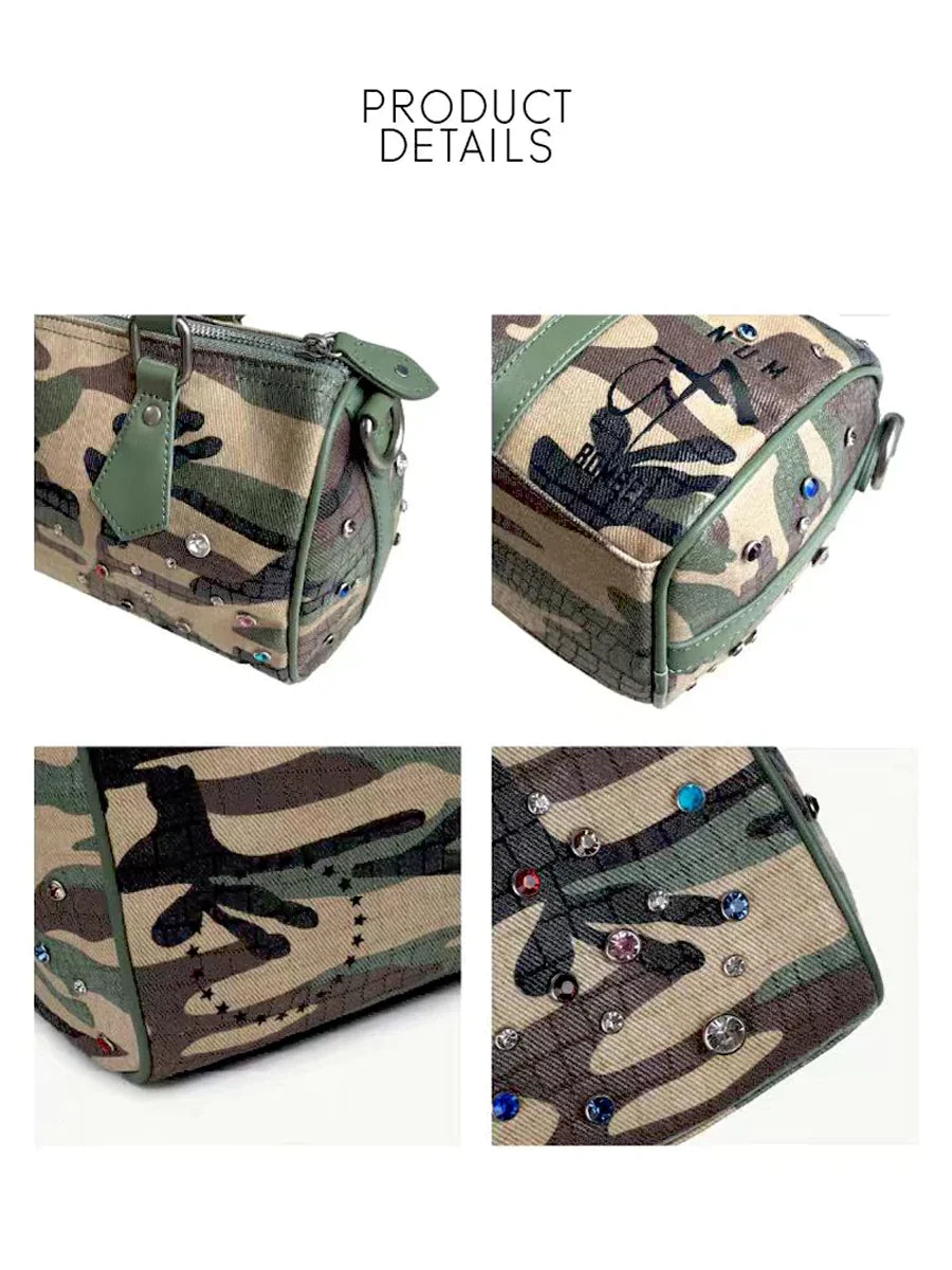 Camouflage Croc-Embossed Crystal Tote Bag