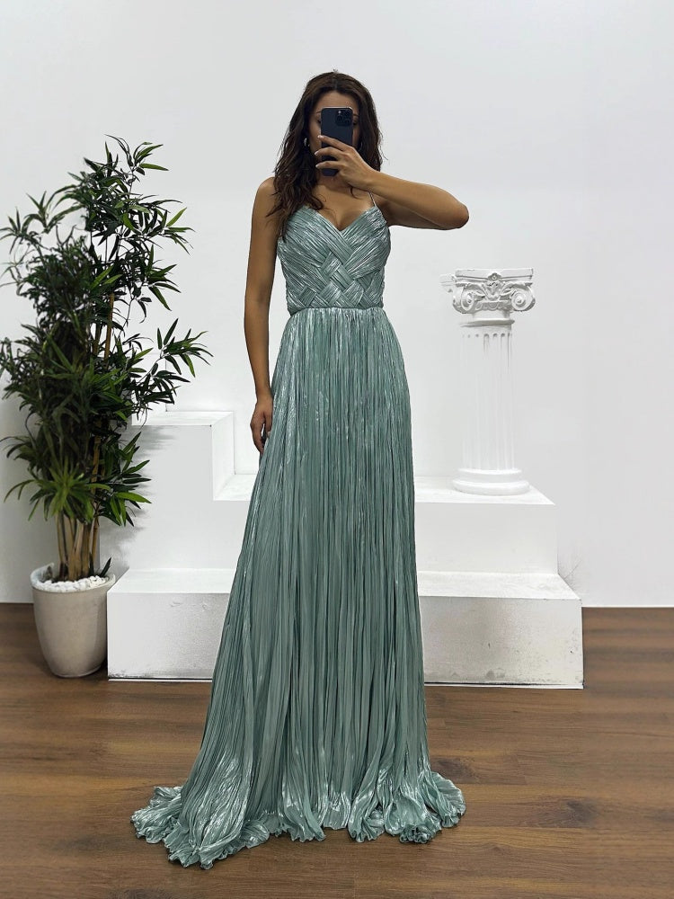 Pleated Sleeveless Maxi Dress