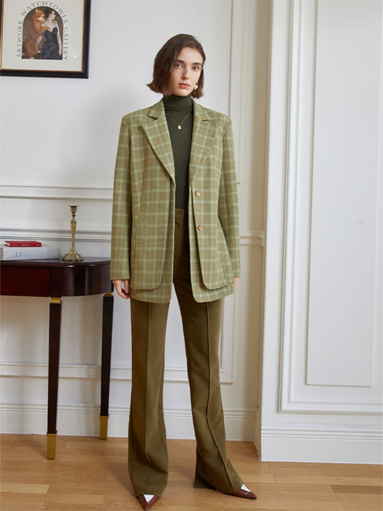 Vintage Green Checkered Blazer