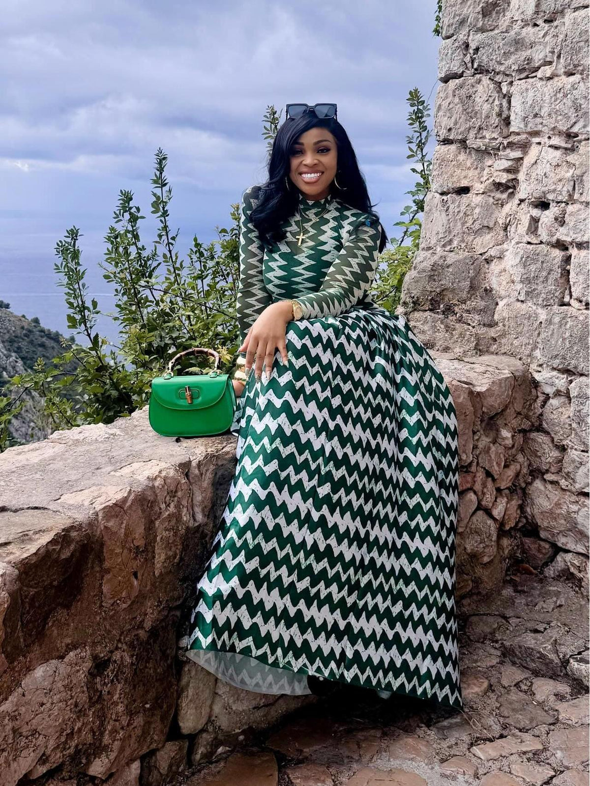 Zigzag Monte Carlo Maxi Dress