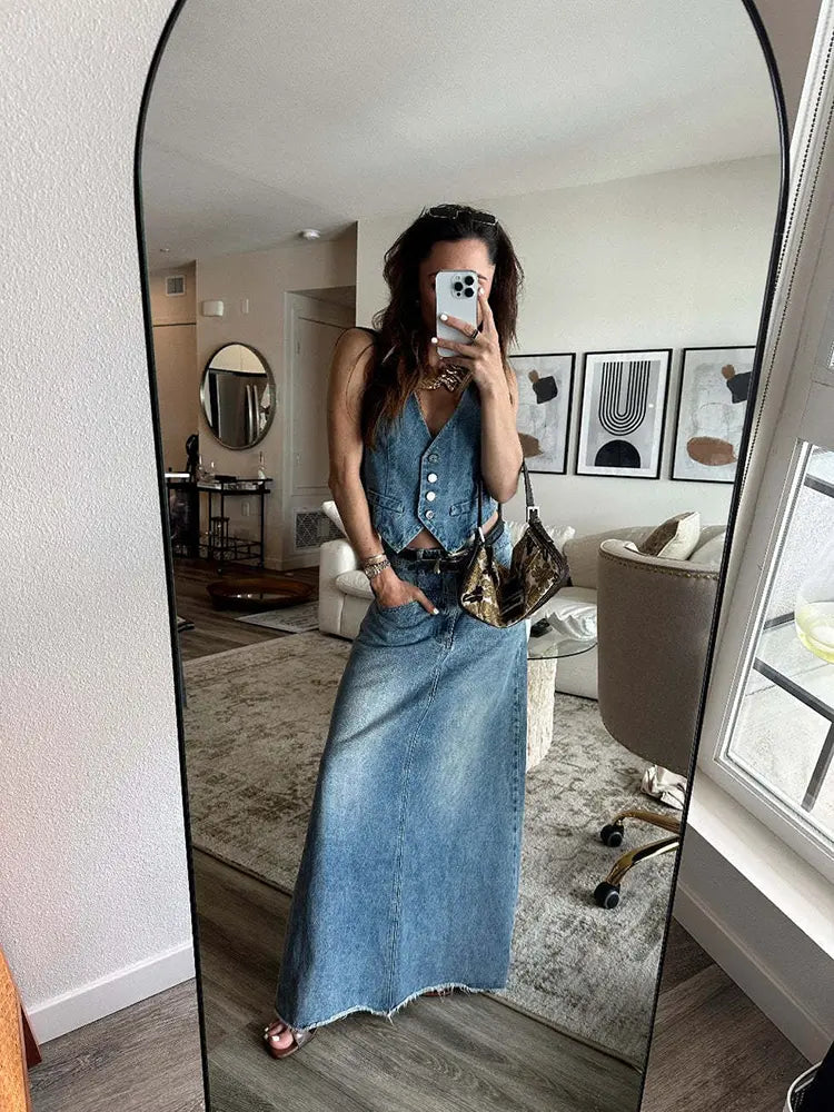 Vintage Casual Denim Vest For Women