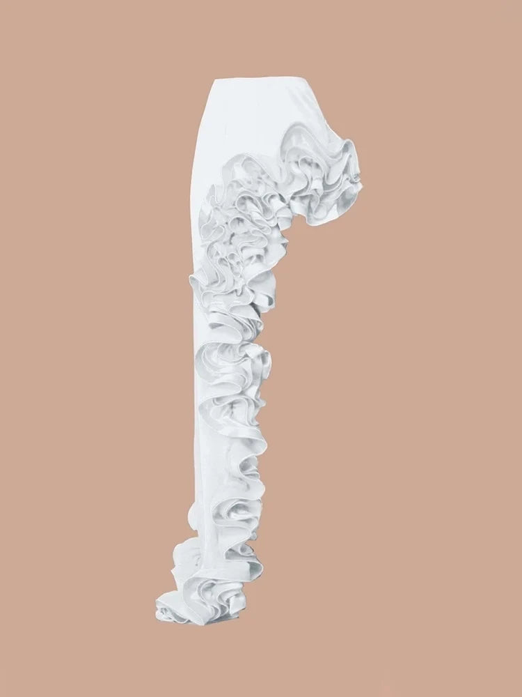 White V-Neck Ruffle Swimsuit