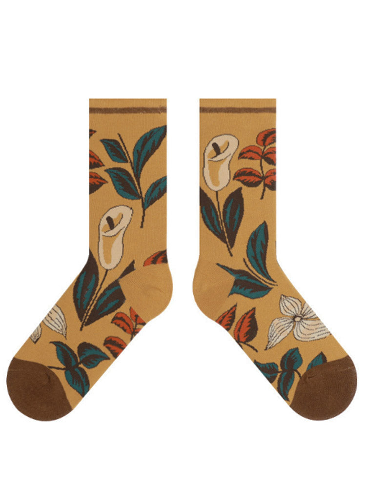 Floral Pattern Cotton Socks