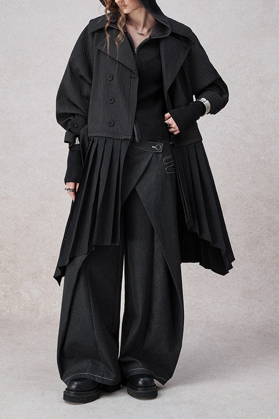 Swinging Symphony Fake Two-Piece Wide-Leg Jeans