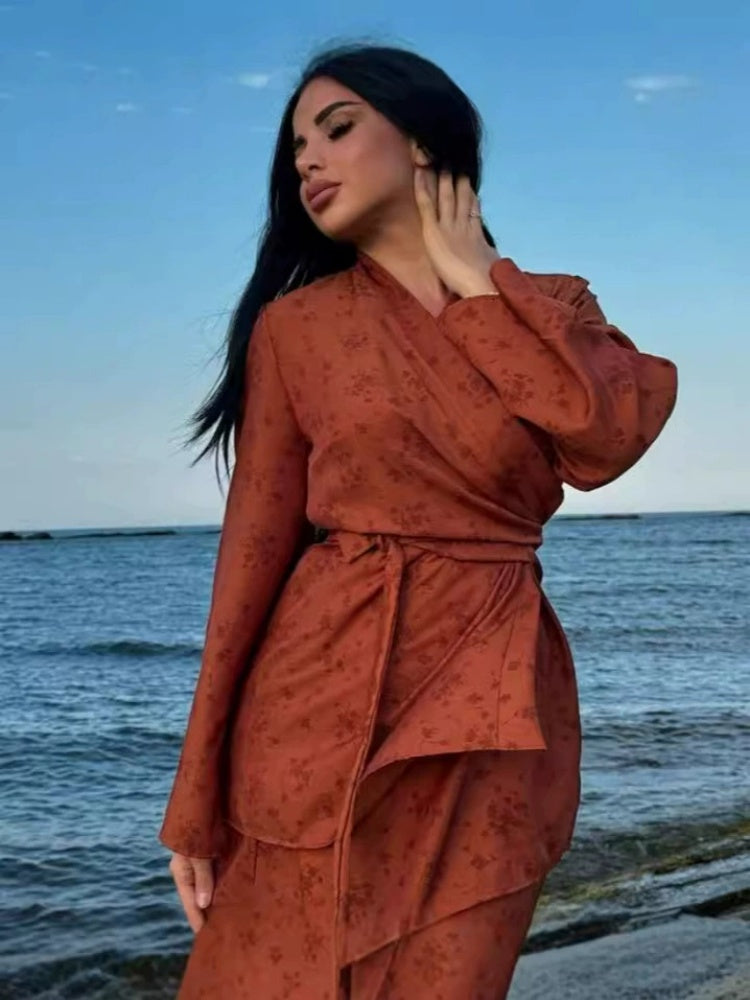 Printed Tie-Waist Skirt Set