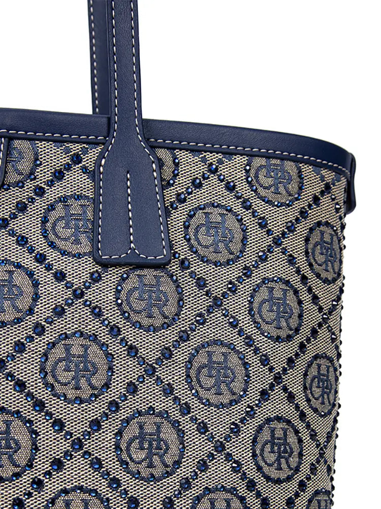 Jacquard Star Rhinestone Tote Bag