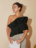 Temperament Ruffled Short-Sleeve Top