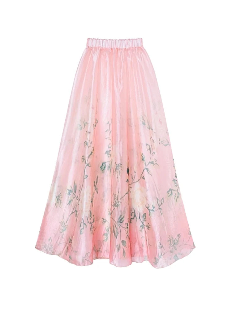 Pink Floral One-Piece with 3D Crystal Flowers