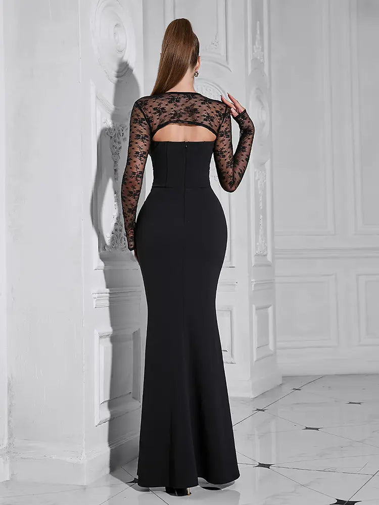 Sexy Hollow Neck Long Sleeve Dress
