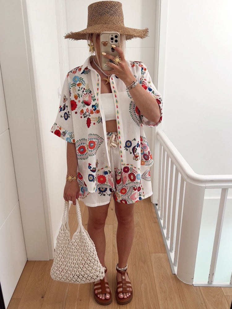 Bohemian Linen Shirt Set