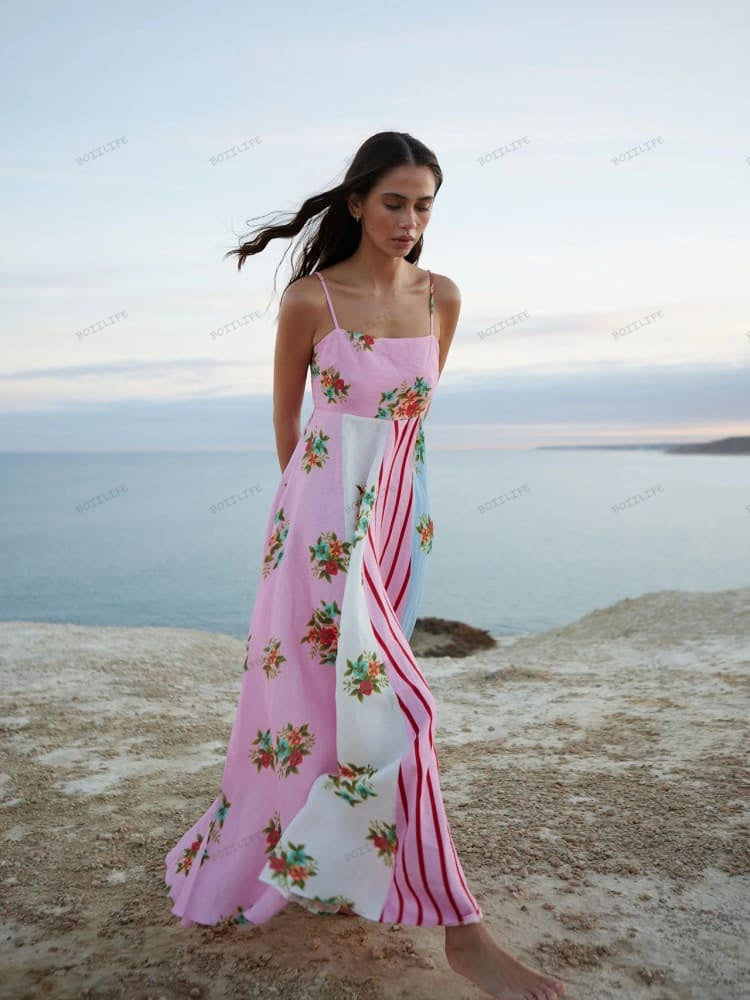 Graffiti Print Sleeveless A-Line Maxi Dress
