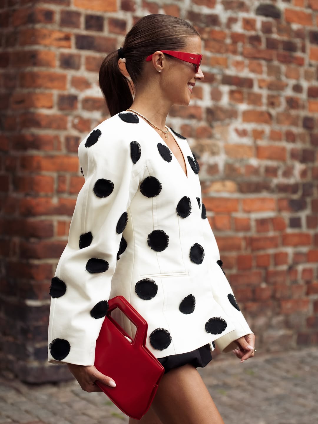Puff Dot V Neck Blazer