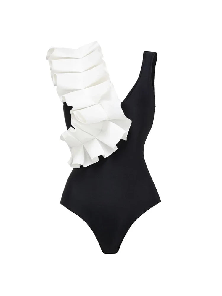 Elegant Polka Dot One-Piece Swimsuit
