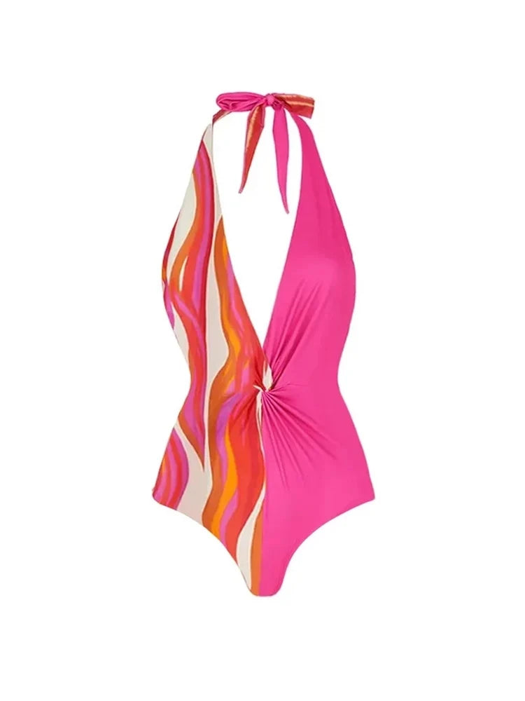 Halter Swimsuit and One Shoulder Bikini