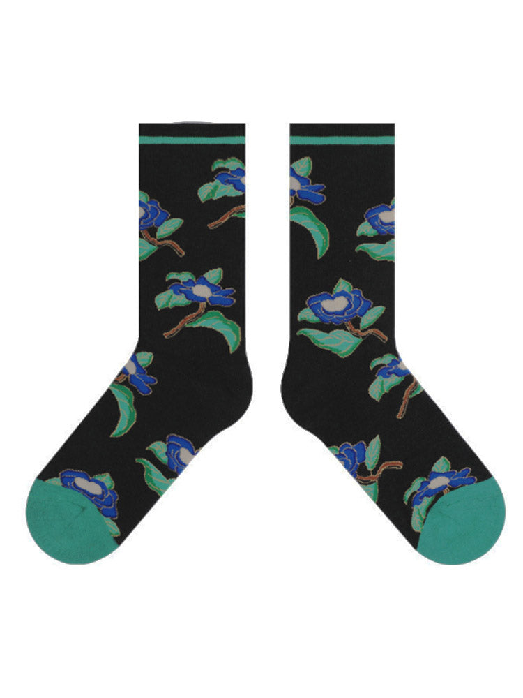 Floral Pattern Cotton Socks