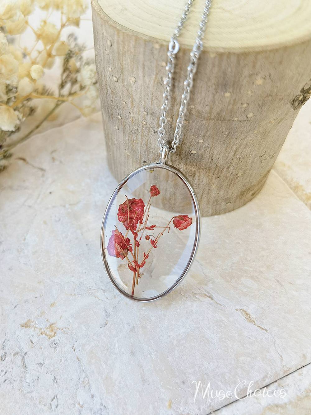Resin Pressed Flower Necklaces - Colorful Mix Floral Set