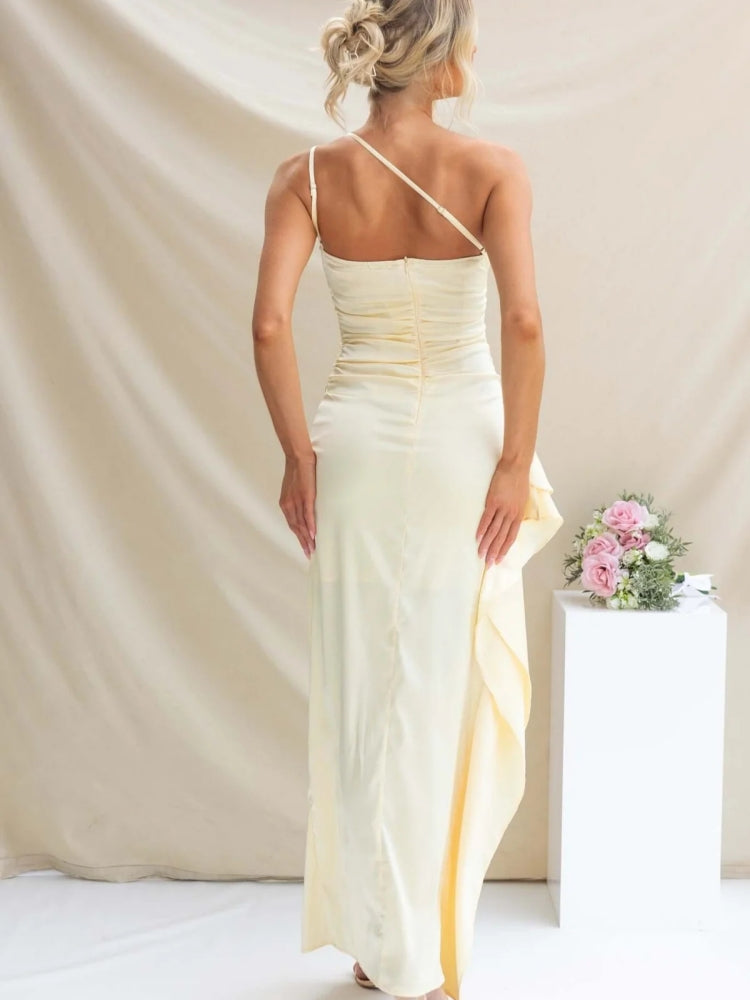 One-Shoulder Slit Evening Dress