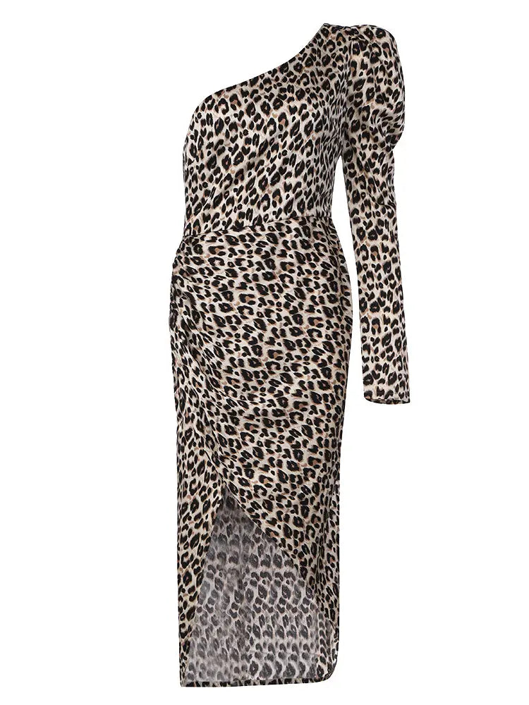 Sexy Off-Shoulder Leopard Print Dress