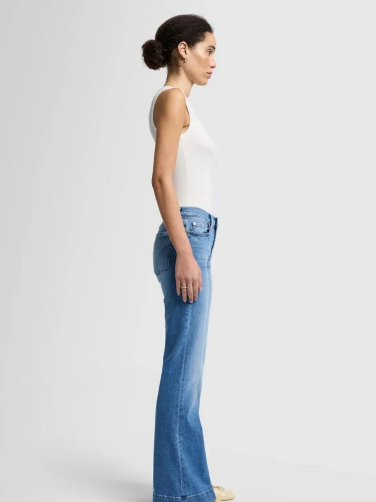 Stretchy Mid Rise Flare Jeans