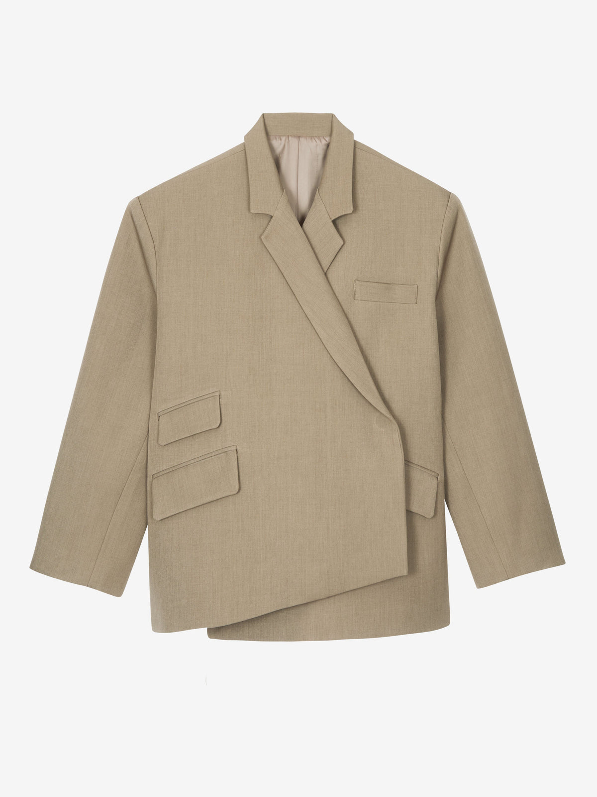Taupe Mélange Boxy Wrap Blazer