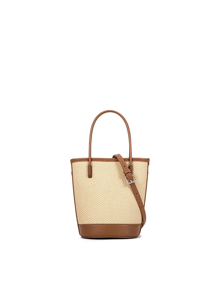 Mini Woven Leather Bucket Bag for Women