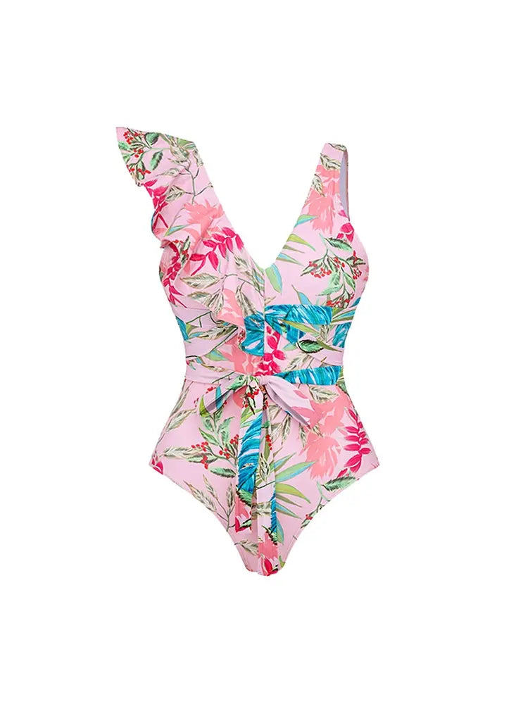 Vacation Floral Print Swimsuit Combo