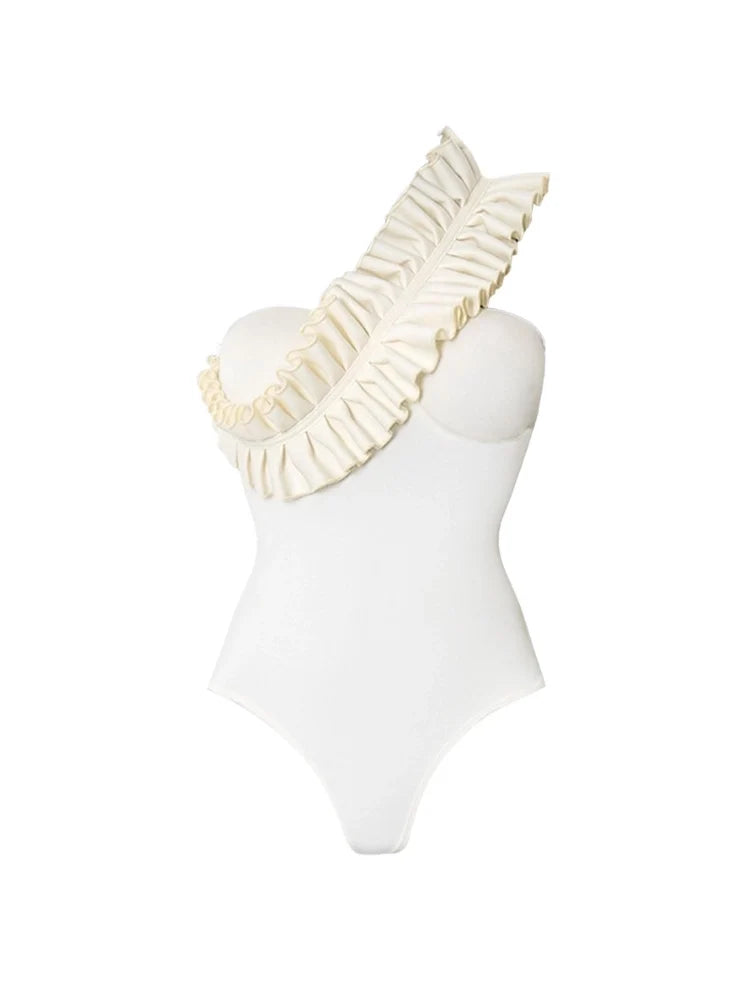Ruffled Ruched One Piece Swimsuit