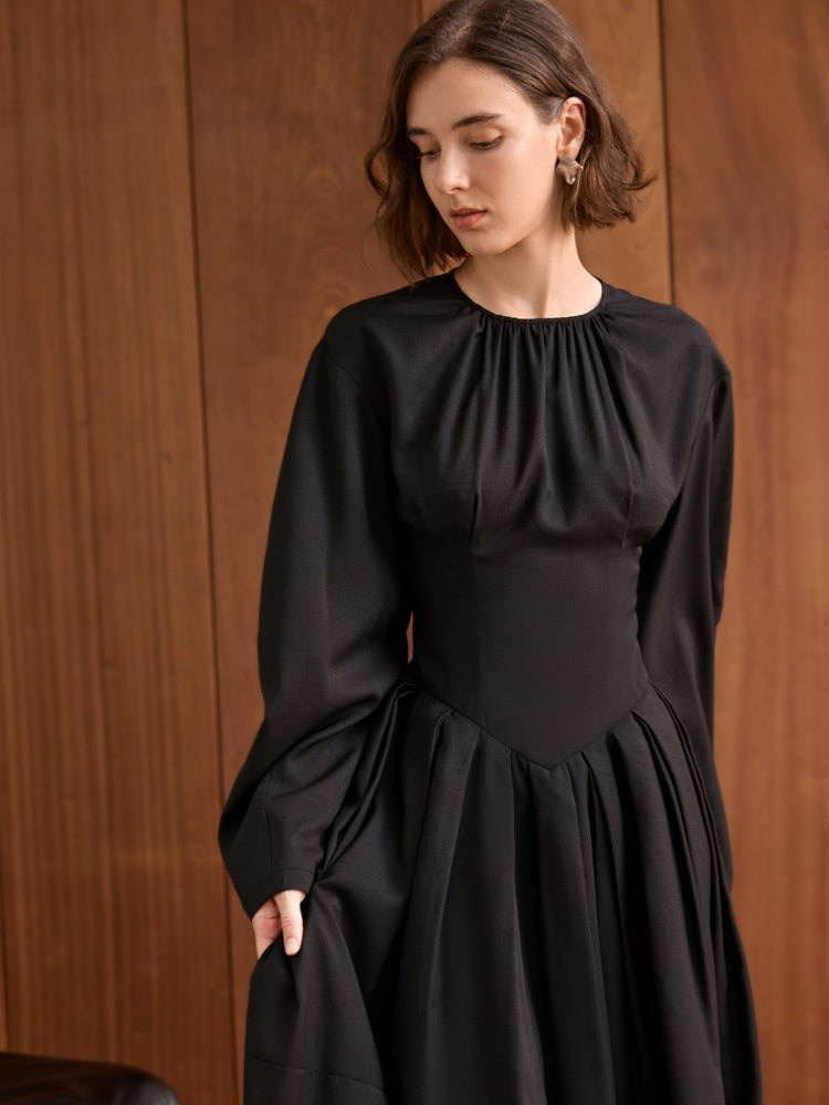 Parisian Pleated Midi Dress