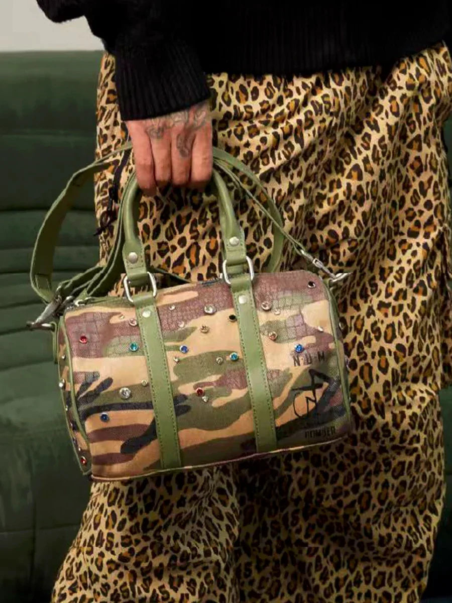 Camouflage Croc-Embossed Crystal Tote Bag