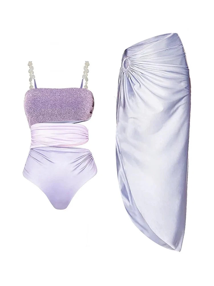 Glitter Cutout Resort Swimsuit Set